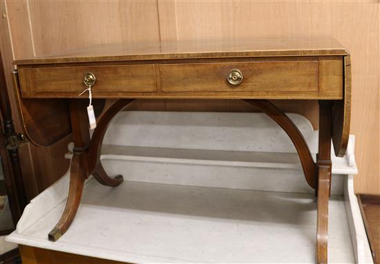 A Regency style banded mahogany sofa table W.103cm